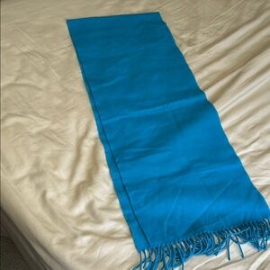 Blue Fringed Cashmere Scarf